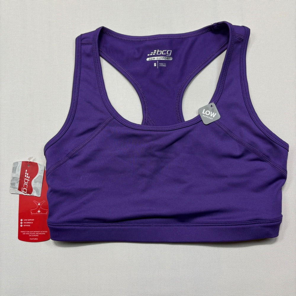 BCG Low Support Sports Bra Small Purple NWT 32C 34B 36A Activewear